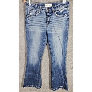BKE Jeans Womens 28x32 Stella Mid Rise Slim Fit Flare Distressed Blue 5 Pocket